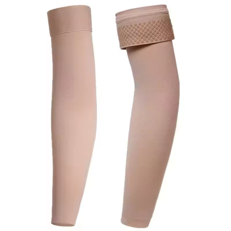 Knitted 20-30 mmHg Nylon Lymphedema Compression Arm Sleeves