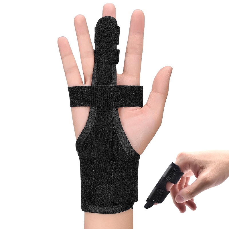 Finger Splint Hand and Wrist Brace Support  Adjustable Locking Straightener