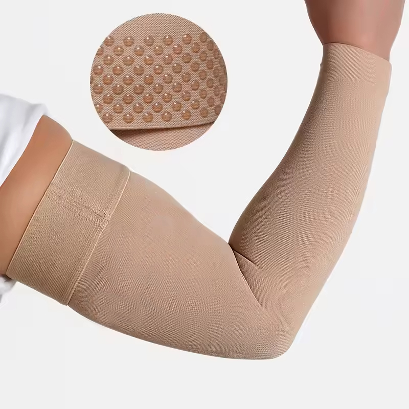 Knitted 20-30 mmHg Nylon Lymphedema Compression Arm Sleeves