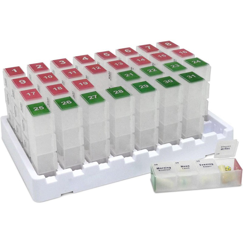 Pill Organizer Box Monthly 56 Compartments Large Capacity Medicine Storage Case