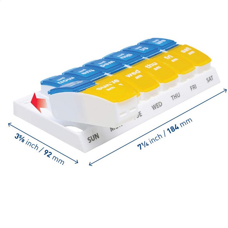 AM/PM Dual-Dose Pill Organizer Morning Evening Medicine Box