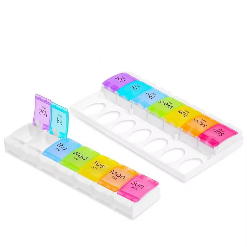 7-Day Pill Organizer, Weekly AM/PM Pill Box with 14 Compartments