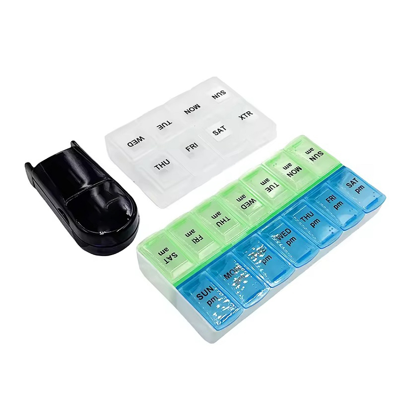 Elderly-Friendly Pill Organizer Collection Large Weekly AM-PM Monthly Pill Dispenser