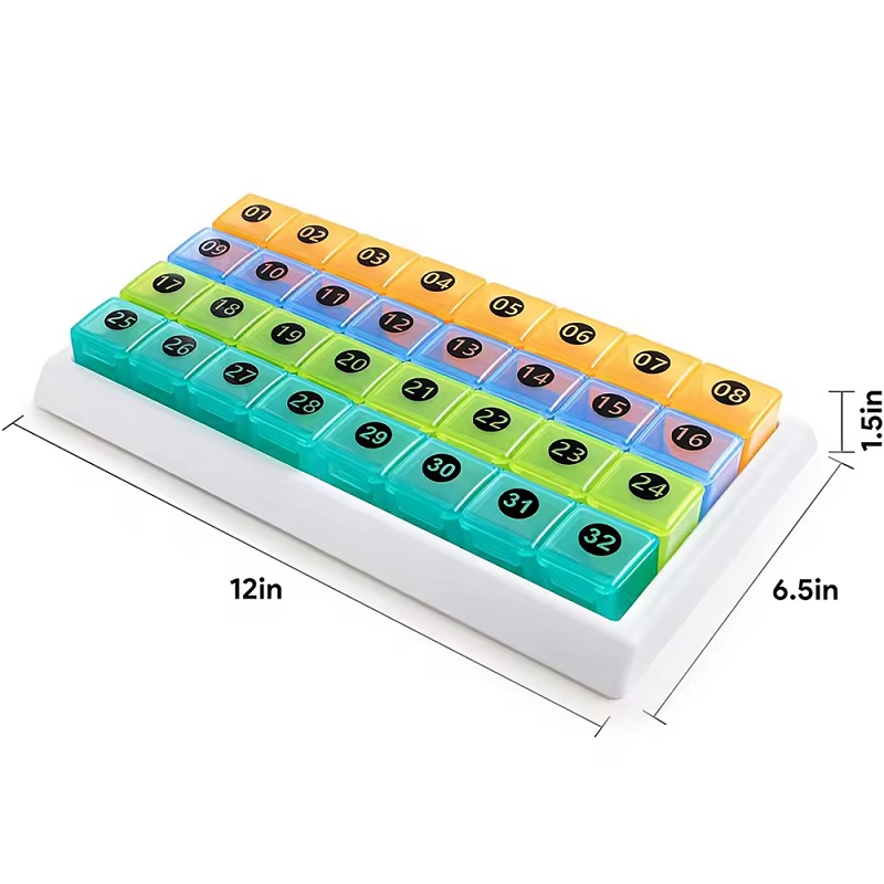 Monthly Pill Planner 31 Compartments Medicine Tablets Holder