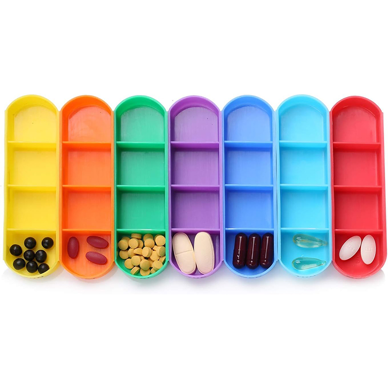 Travel Pill Organizer Large Weekly Pill Box 7 Day Pill Case with Portable Zipper Cloth Bag
