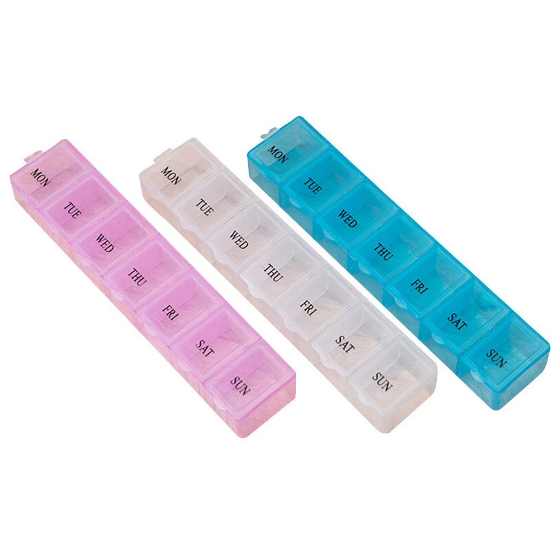 Weekly 7 Days Pill Organizer 7 Compartments Plastic Pill Box Organizer