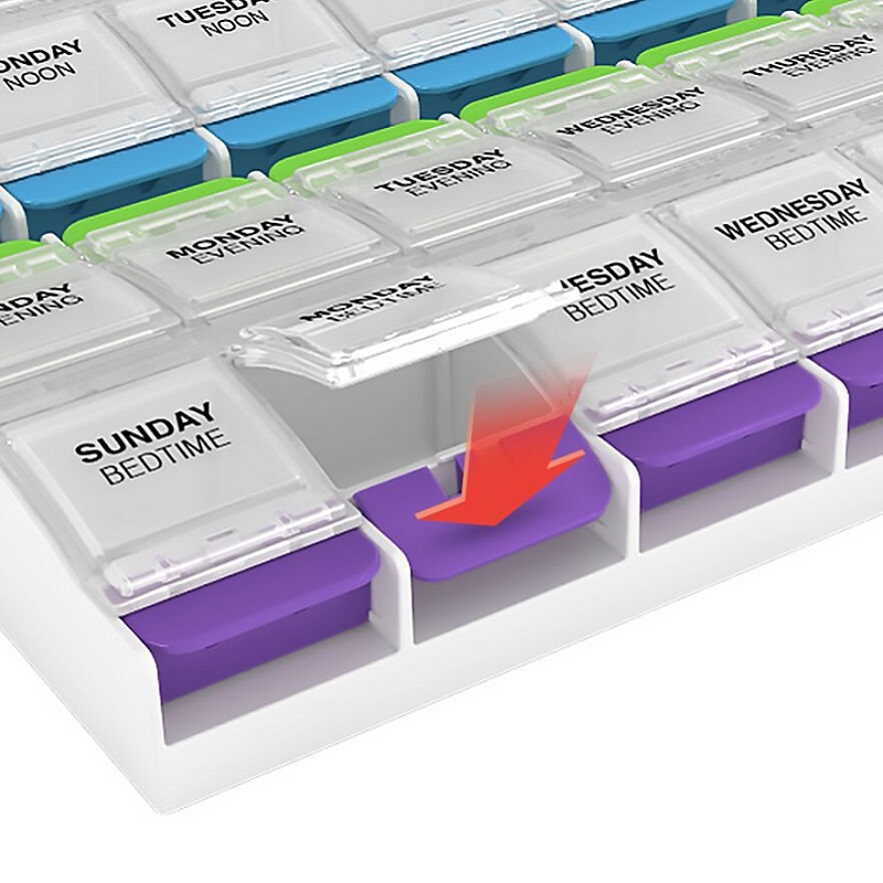 Weekly Pill Organizer 4 Times a Day Portable Pill Cases Box 7 Day Medicine Storage Box