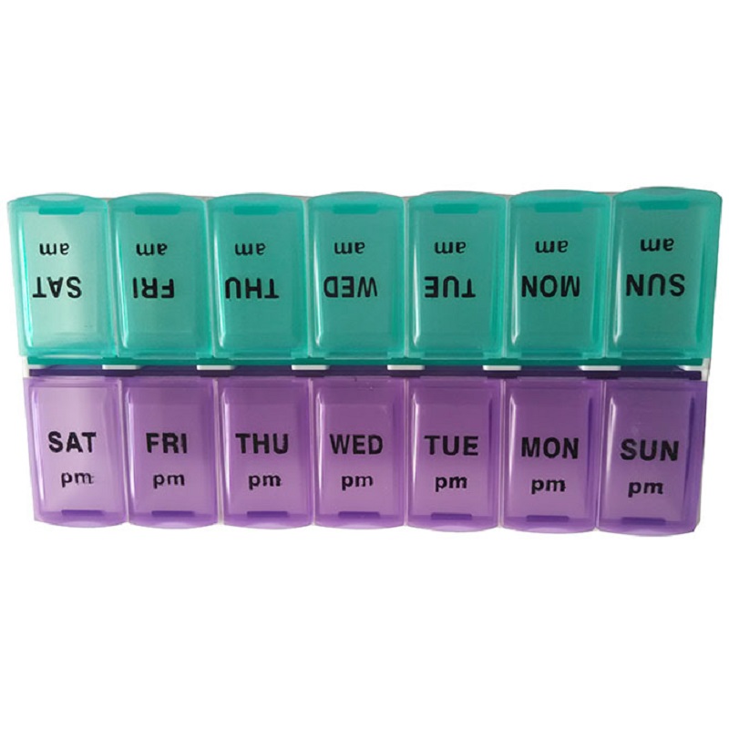 Weekly AM/PM Pill Organizer 14-Compartment Pill Planner