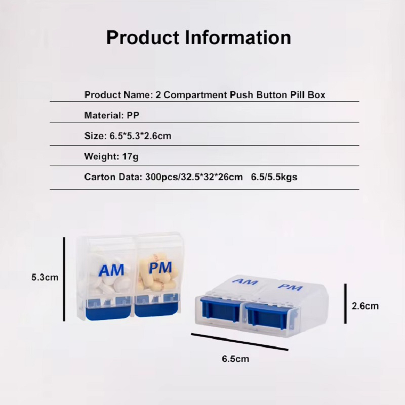 AM PM Pill Box Weekly Pill Organizer 2 Times a Day Pill Box 2 Compartment