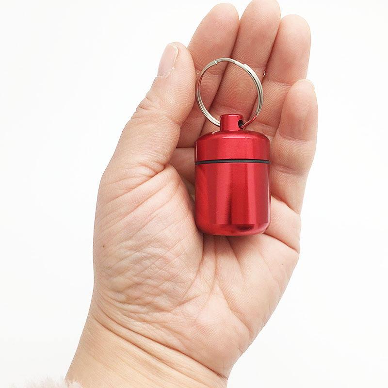Keychain Pill Box Metallic Capsule Pill Container New Portable WaterProof Mini Aluminum Pill Case