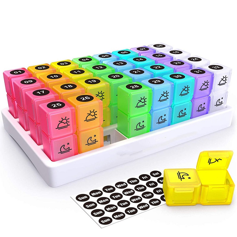Monthly Pill Planner 31 Compartments Medicine Tablets Holder
