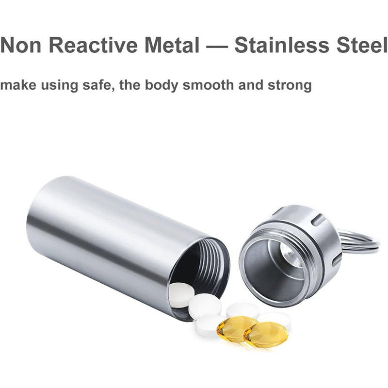 Keychain Pill Box Metallic Capsule Pill Container New Portable WaterProof Mini Aluminum Pill Case