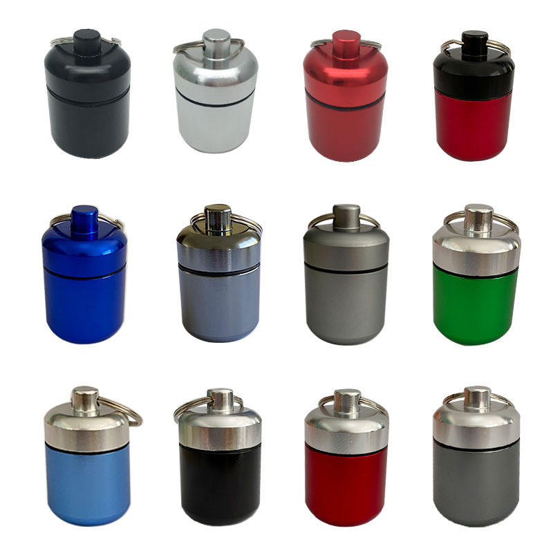 Keychain Pill Box Metallic Capsule Pill Container New Portable WaterProof Mini Aluminum Pill Case