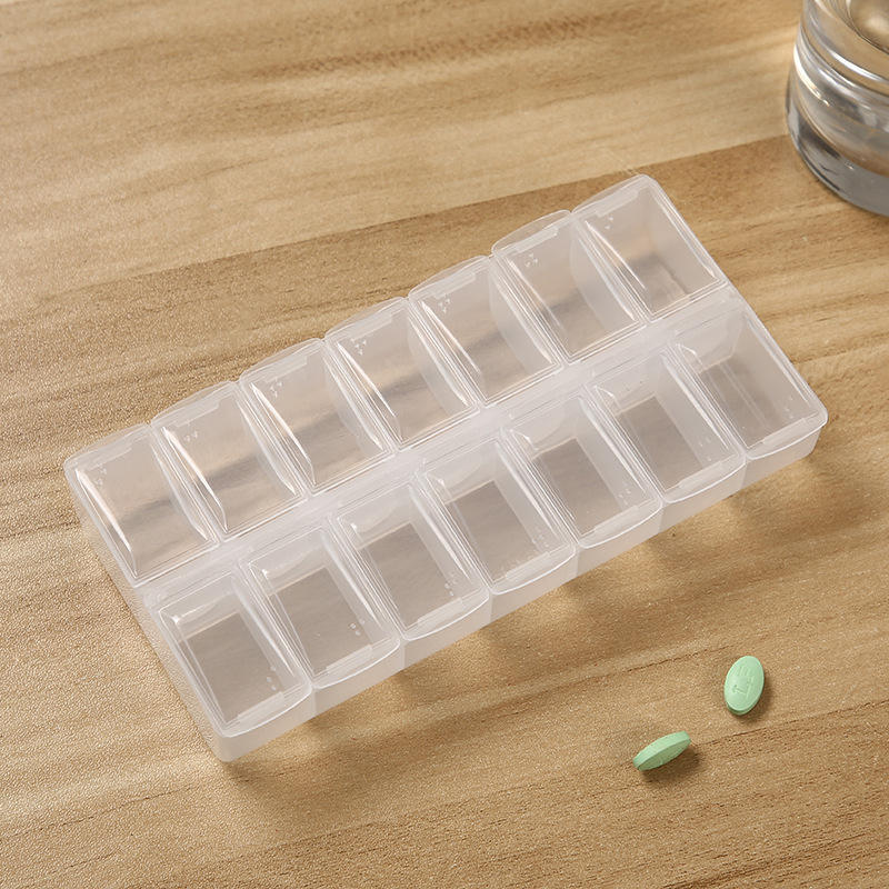 Transparent Pill Box clear plastic Weekly Pill Box 2 Times 1 Day