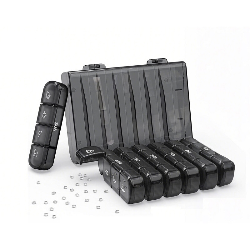 Weekly Pill Organizer 4 Times a Day Portable Pill Cases Box 7 Day Medicine Storage Box