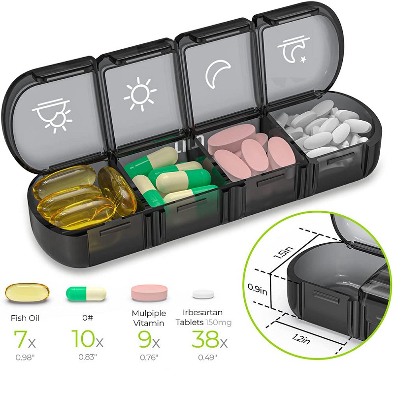 Weekly Pill Organizer 4 Times a Day Portable Pill Cases Box 7 Day Medicine Storage Box