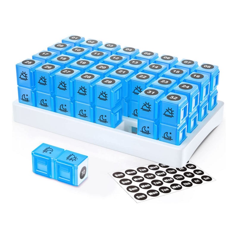 Monthly Pill Planner 31 Compartments Medicine Tablets Holder 