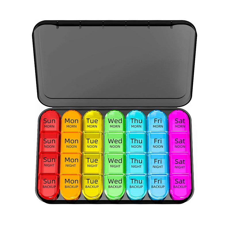 Weekly Pill Organizer 4 Times a Day Portable Pill Cases Box 7 Day Medicine Storage Box