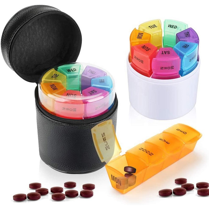 Travel Pill Organizer with Zipper Case Daily / Weekly Portable