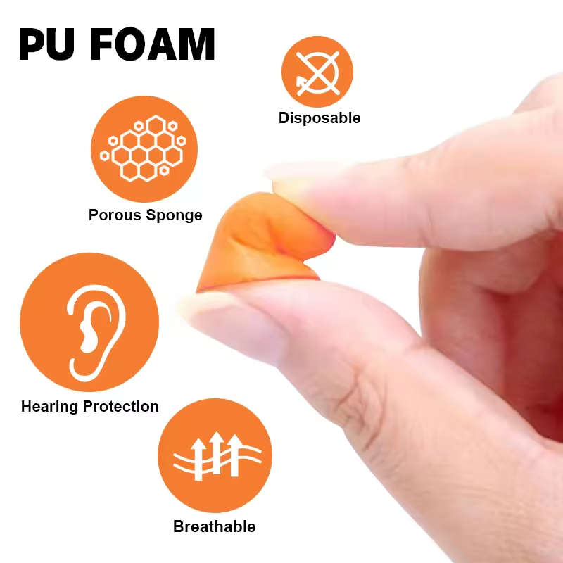 Disposable Sleeping Ear Protection PU Foam Earplugs Noise Reduction Earplugs Bulk Pack