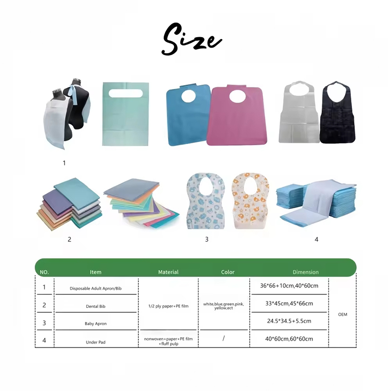 Waterproof Patient Bibs Disposable Dental Cloth Protection Paper and PE Apron Medical Supplies