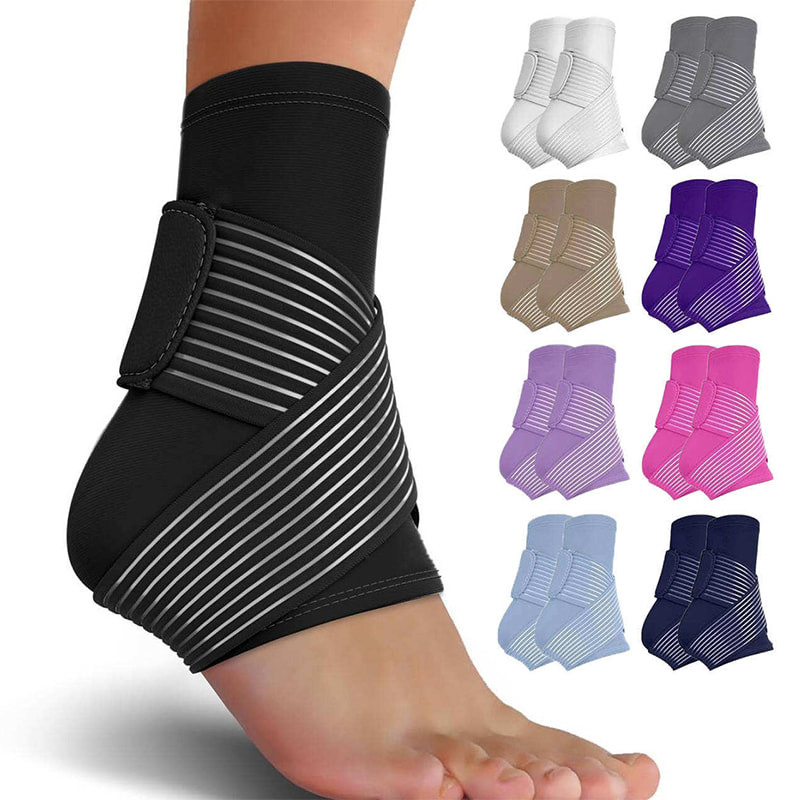 Figure-8 Strap Knit Ankle Sleeve with Silicone Grip