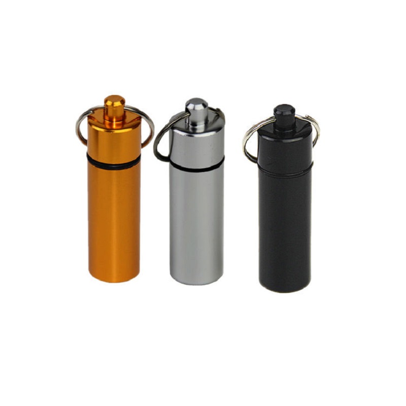 Mini Waterproof Keychain Aluminum Pill Holder