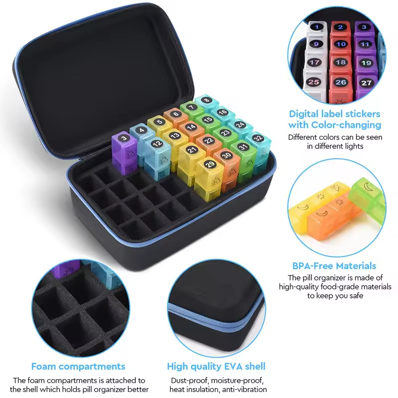 Monthly Large-Capacity Pill Organizer with Pouch / Carry Case