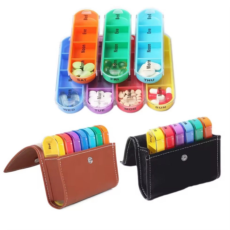Leather Pill Organizer Pouch