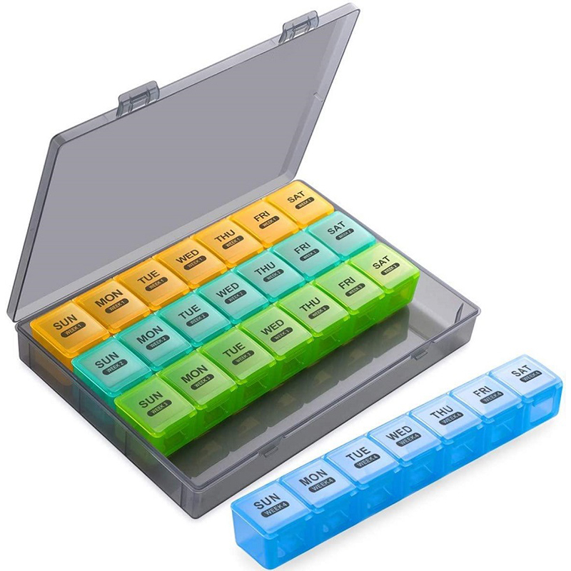 Monthly Large-Capacity Pill Organizer with Pouch / Carry Case