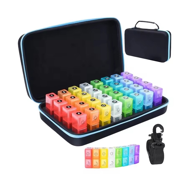 Monthly Large-Capacity Pill Organizer with Pouch / Carry Case
