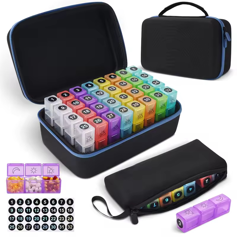 Monthly Large-Capacity Pill Organizer with Pouch / Carry Case