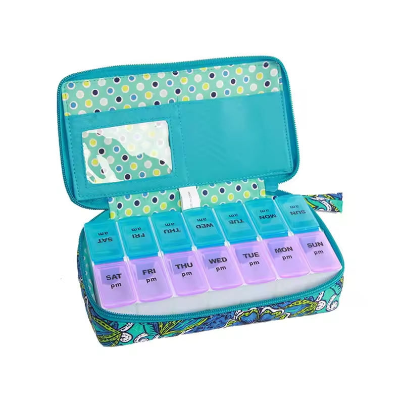 AM PM Pill Organizer with Pouch / Zipper Bag